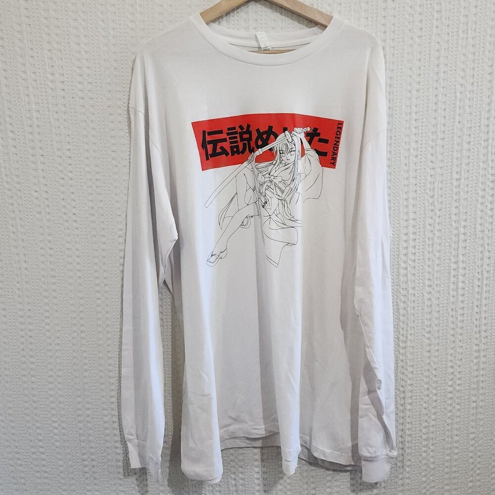 Zuni Sportswear Anime Girl White Long Sleeve Graphic Tee Men's Size XXL